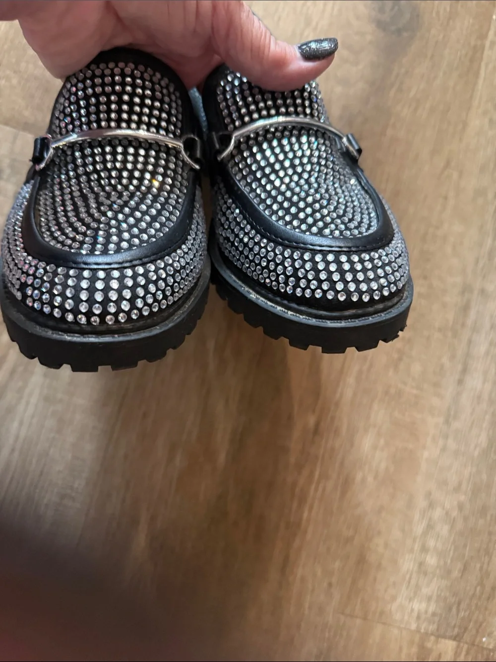 GB Girls rhinestone loafers size 3